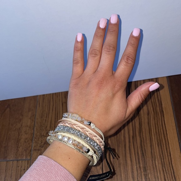 Coco + Carmen | Women's Pink & Tan Bracelet | 8" - Picture 3 of 7